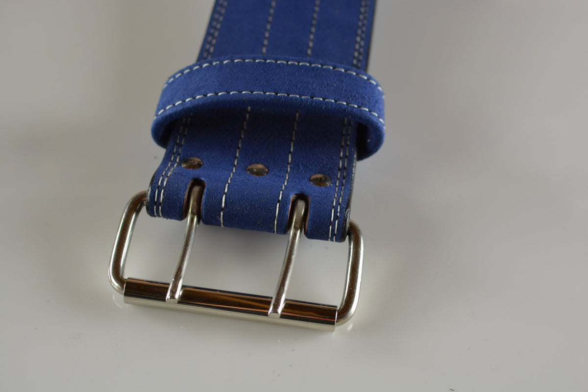 Leather Heavy Weightlifting Belt - Blue