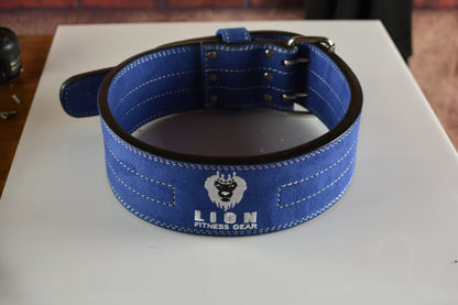 Leather Heavy Weightlifting Belt - Blue