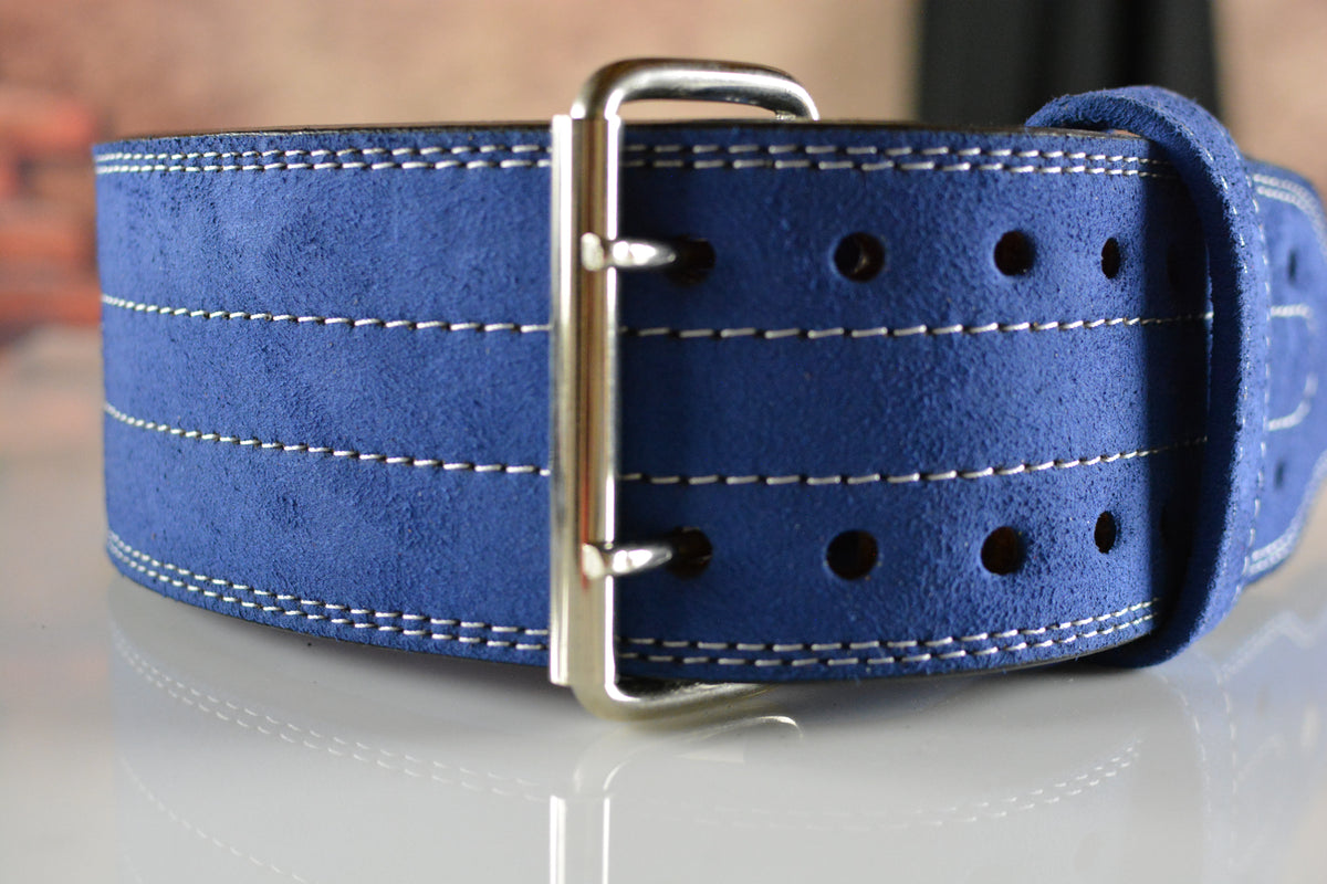 Leather Heavy Weightlifting Belt - Blue