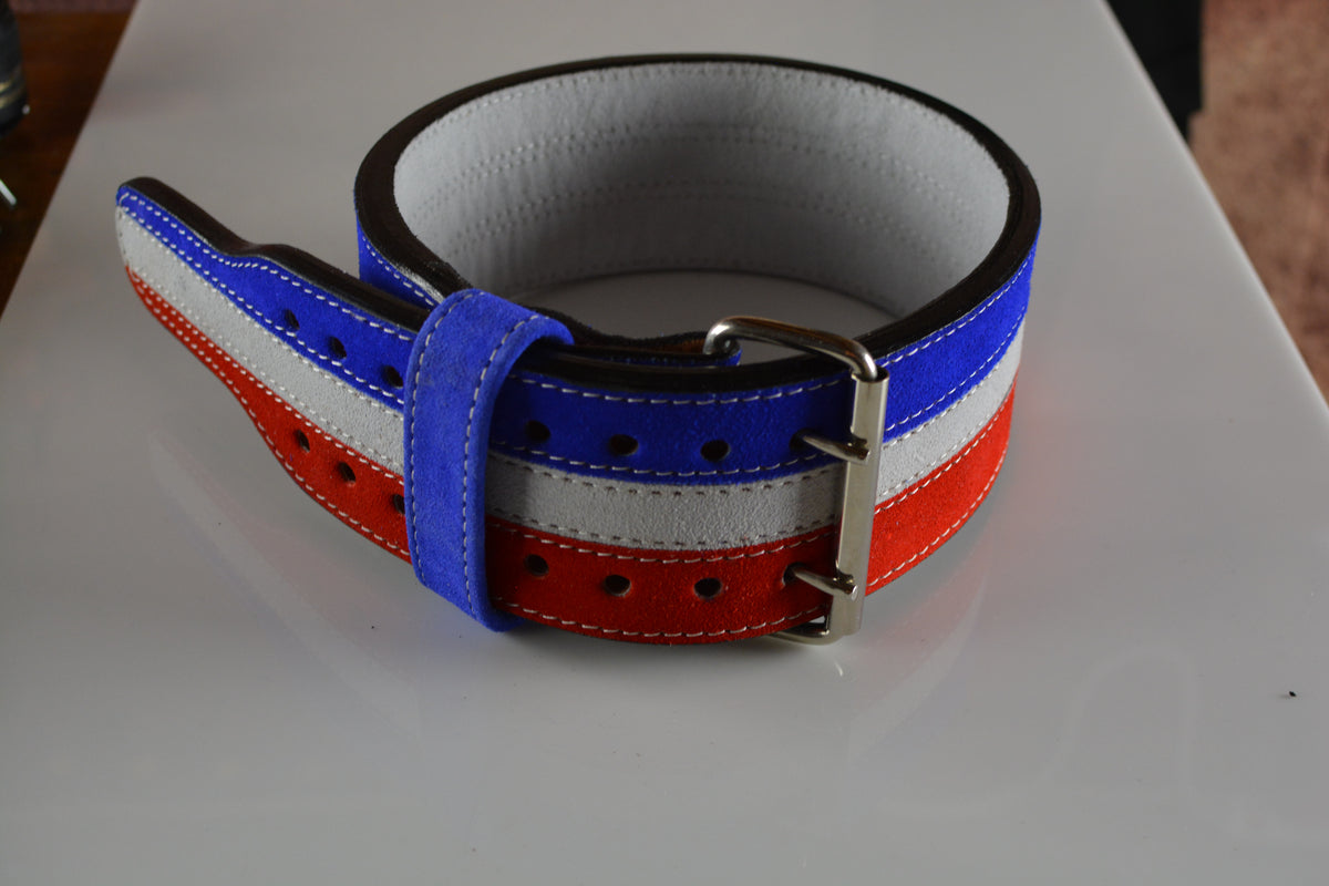 Leather Heavy Weightlifting Belt - American Flag