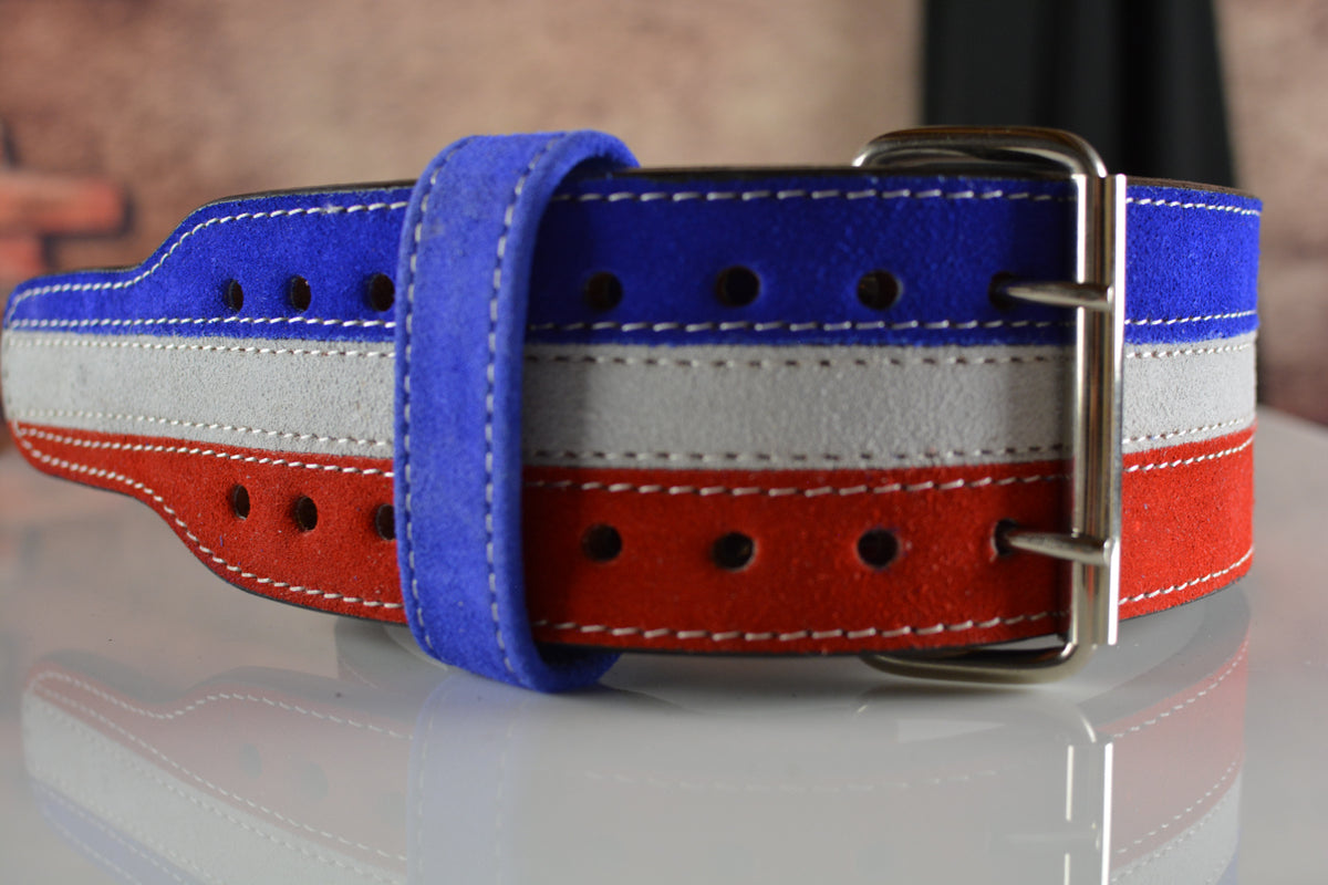 Leather Heavy Weightlifting Belt - American Flag